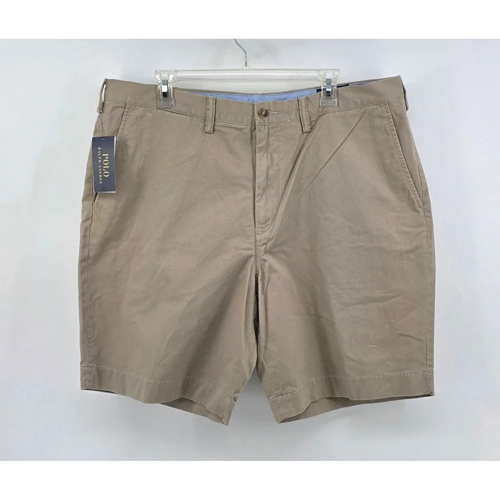 Polo Ralph Lauren Mens Size 38 Tan Khaki Stretch Classic Fit 9 Inch Chino Shorts